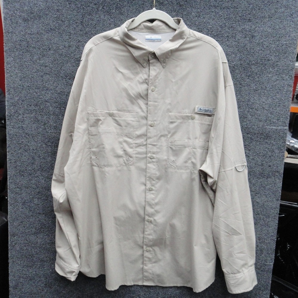 Columbia PFG Tamiami II Fishing Shirt Men's XXL Tan Long Sleeve Vented Ripstop